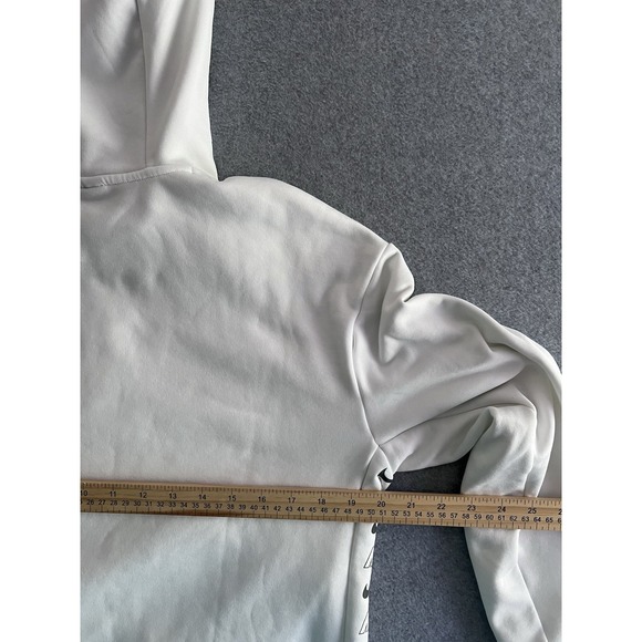 Nike Hoodie Swoosh White Sweatshirt Kangaroo Pocket XS Hooded Side Logo Stretch - Picture 10 of 16